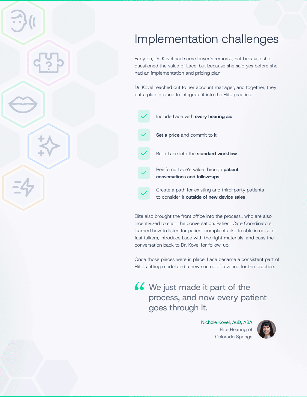 Page 4: implementation challenges with action checklist and pull quote