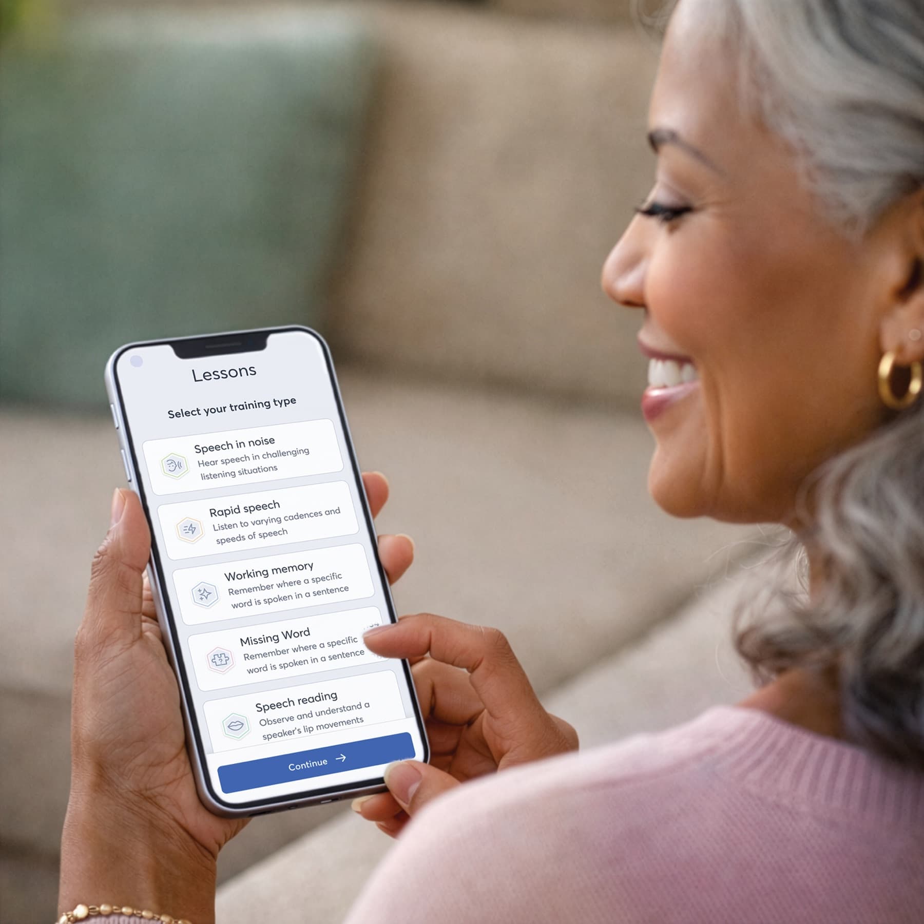 A patient using Lace AI Pro on her phone