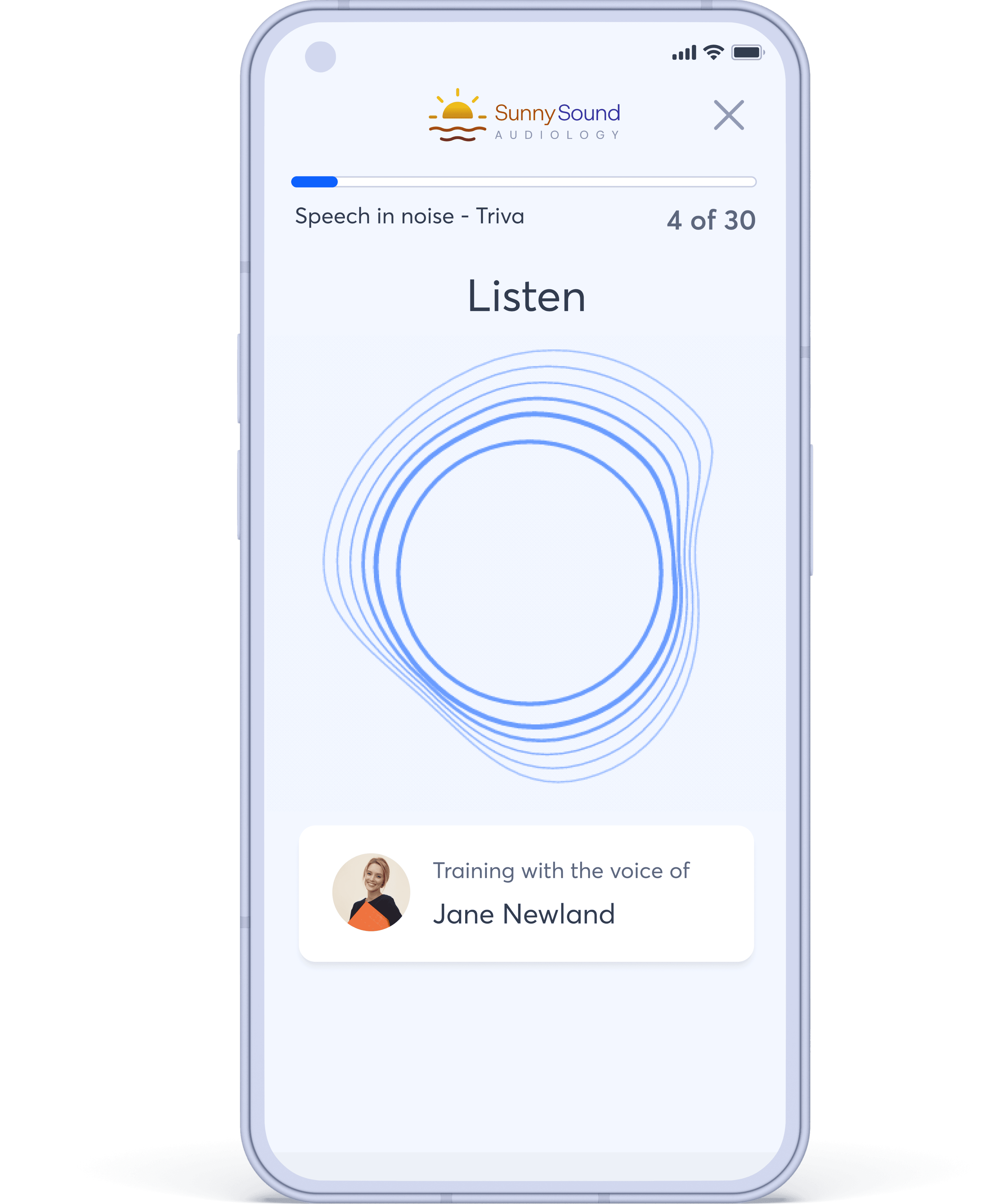Active training session using the voice of a family member
